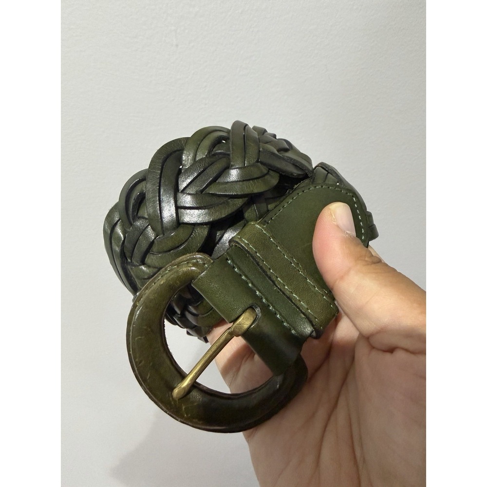 VTG Y2K COACH Braided Forest Green Leather Belt Women's Sz S 8520 Turkey Made